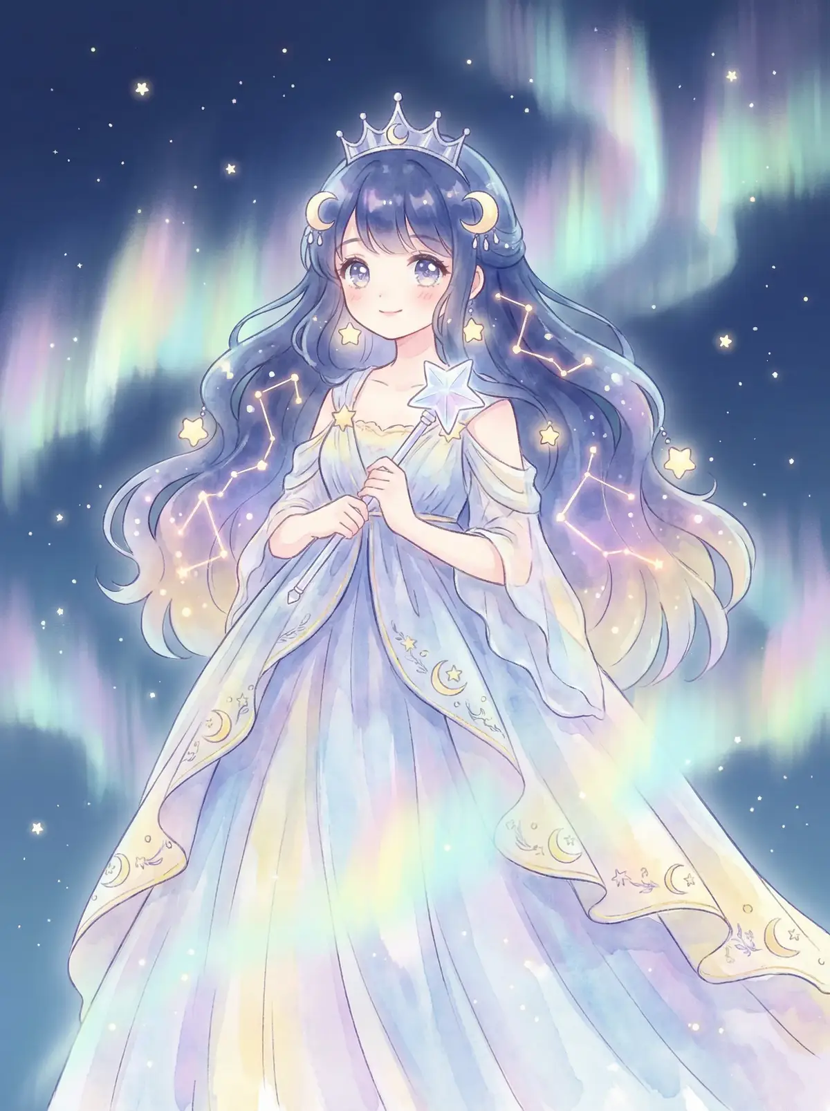 长安十二时辰免费观看完整版 - 星辰公主希尔角色设定图，手持星光权杖